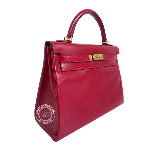 Hermès Kelly 32cm Rouge Vif Tadelakt GHW