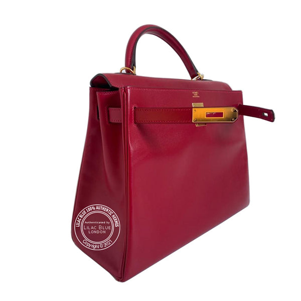 Hermès Kelly 32cm Rouge Vif Tadelakt GHW
