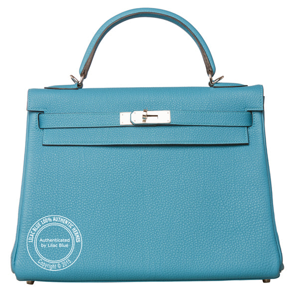 Hermès Kelly 32cm Turquoise Togo PHW