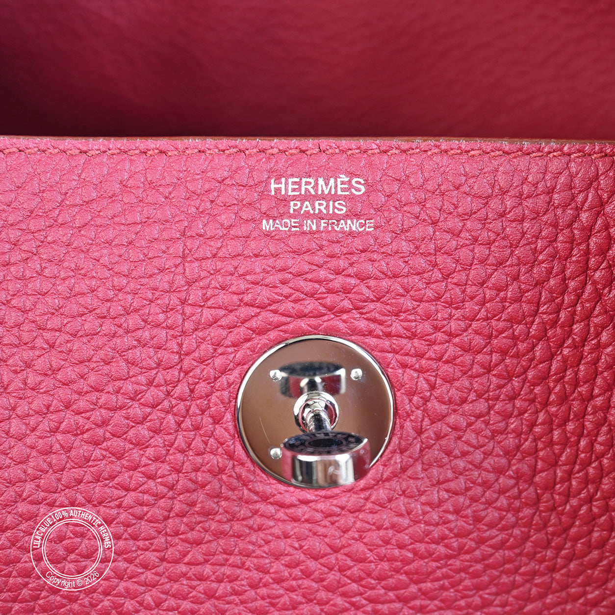 Hermès Lindy 34cm Rouge Grenat Clemence PHW - Preloved