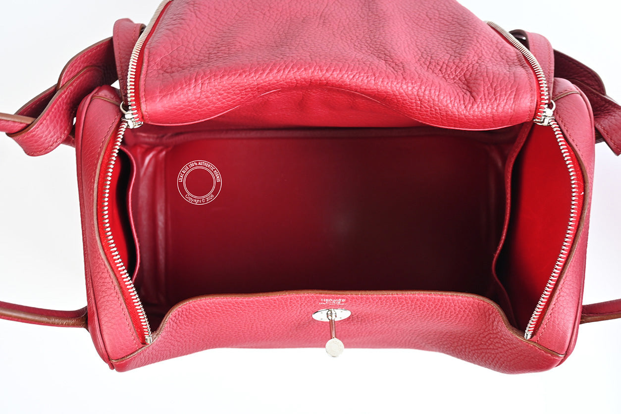 Hermès Lindy 34cm Rouge Grenat Clemence PHW - Preloved