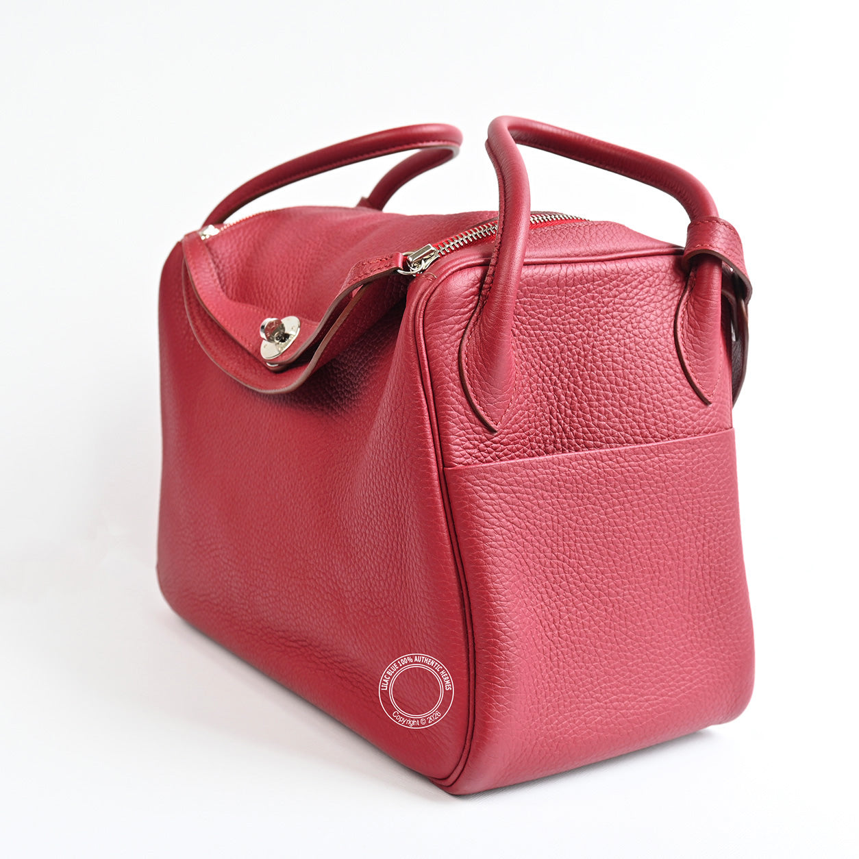 Hermès Lindy 34cm Rouge Grenat Clemence PHW - Preloved