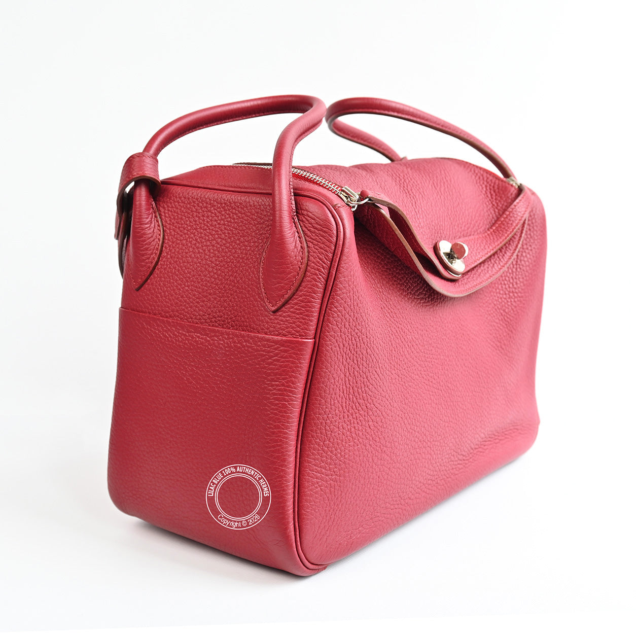 Hermès Lindy 34cm Rouge Grenat Clemence PHW - Preloved