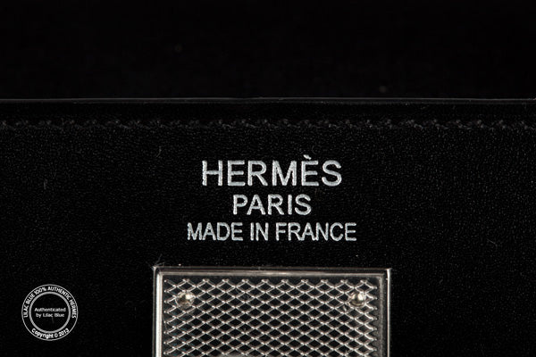 Hermès Kelly 35cm Black Box PHW Guilloche