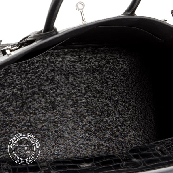 Hermès Birkin 35cm Black Matte Alligator/Box/Clemence PHW - Preloved
