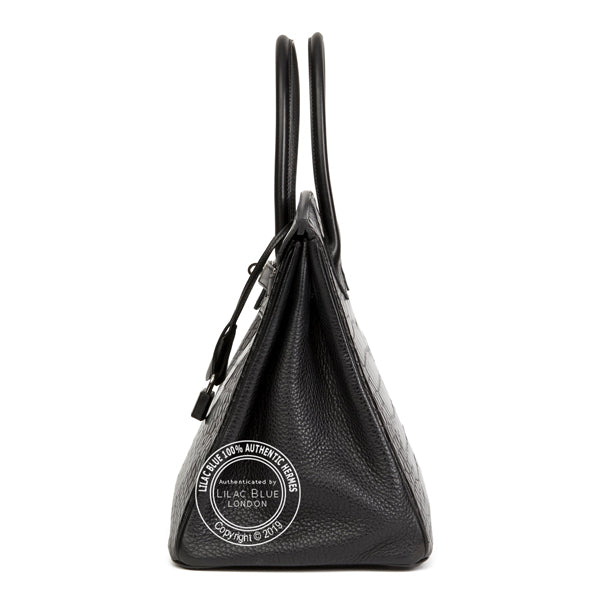 Hermès Birkin 35cm Black Matte Alligator/Box/Clemence PHW - Preloved