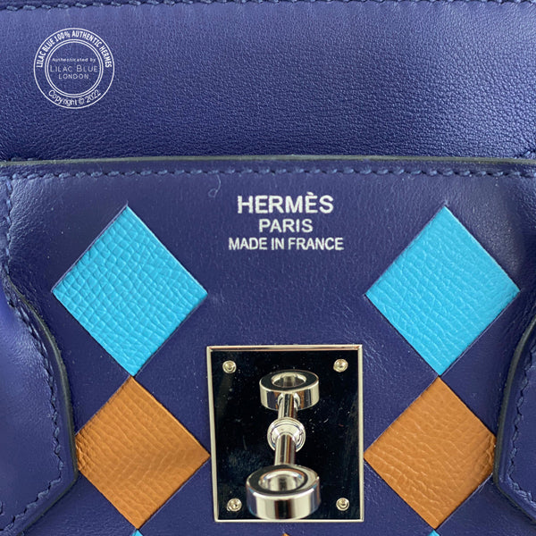 Hermès Birkin 35cm Bleu Encre Tressage Swift PHW - Preloved