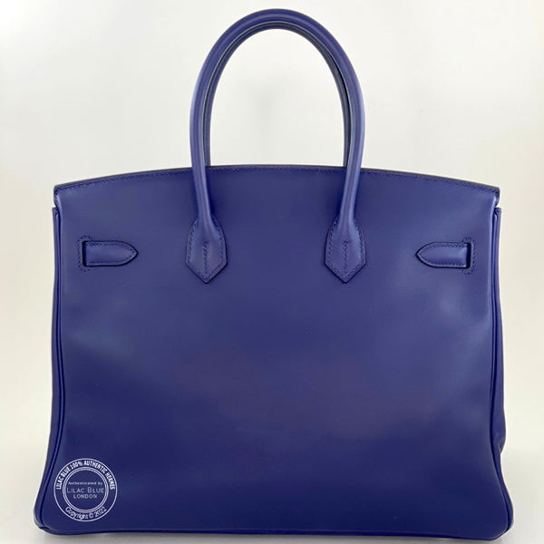 Hermès Birkin 35cm Bleu Encre Tressage Swift PHW - Preloved