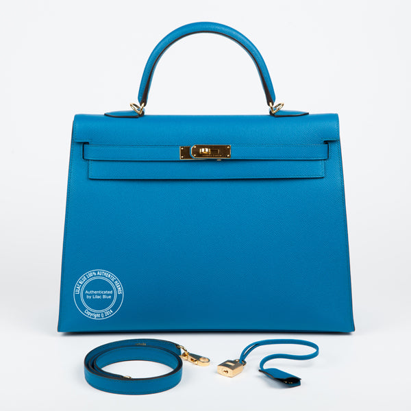 Hermès Kelly 35cm Bleu Izmir Epsom GHW