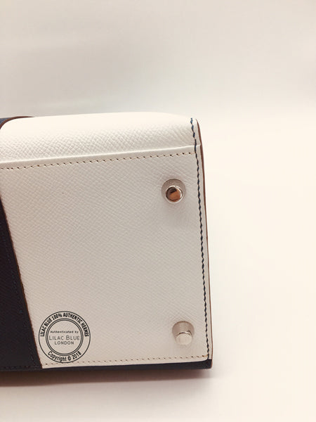Hermès Kelly 35cm Bleu Thalassa/Blanc Flag Epsom PHW