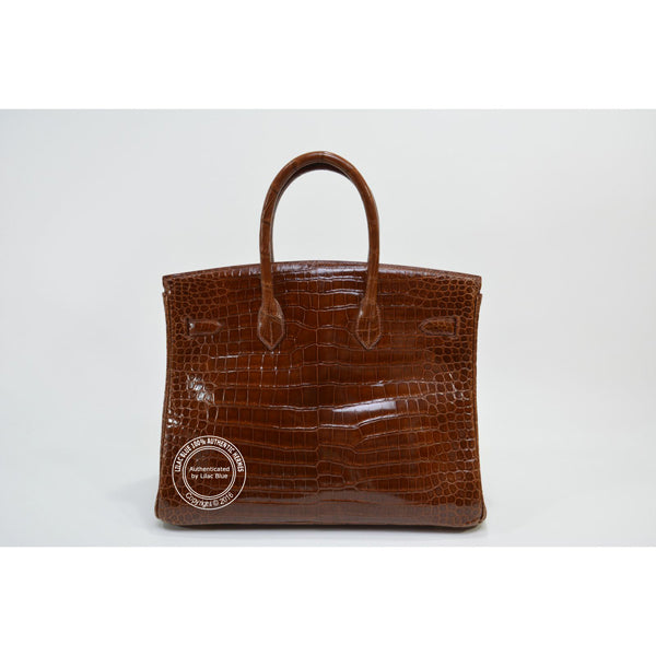 Hermès Birkin 35cm Miel Shiny Croc GHW - Vintage