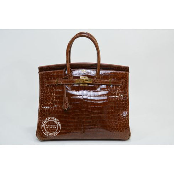 Hermès Birkin 35cm Miel Shiny Croc GHW - Vintage