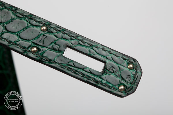 Hermès Kelly 35cm Emerald Green Shiny Croc PHW