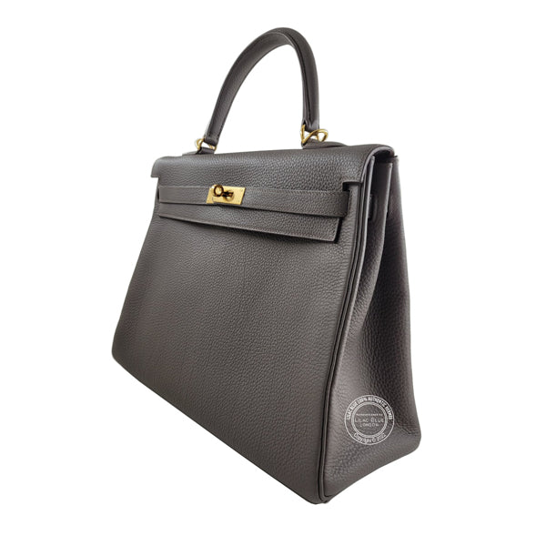 Hermès Kelly 35cm Etain Togo GHW - Preloved