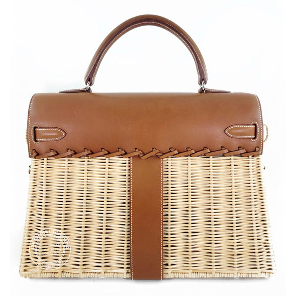 Hermès Kelly 35cm Fauve Picnic Barenia/Osier PHW