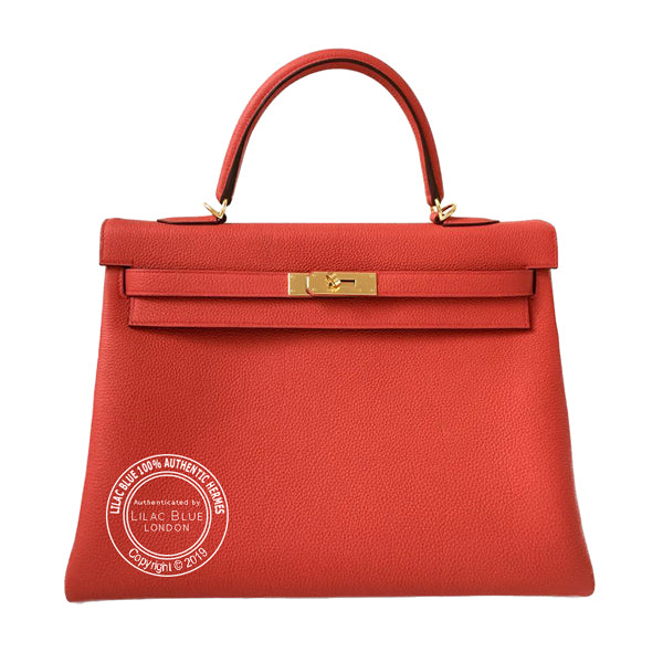 Hermès Kelly 35cm Geranium Togo GHW