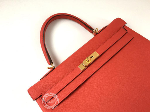 Hermès Kelly 35cm Geranium Togo GHW
