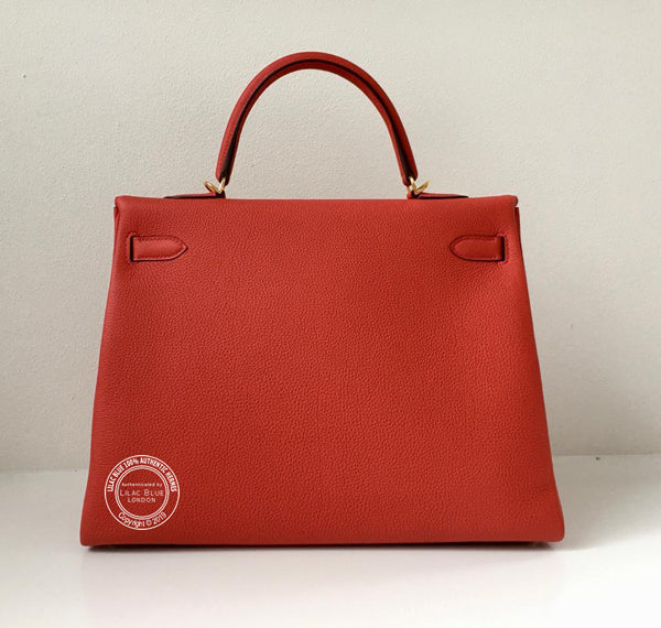 Hermès Kelly 35cm Geranium Togo GHW