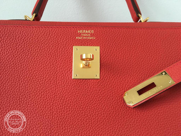 Hermès Kelly 35cm Geranium Togo GHW