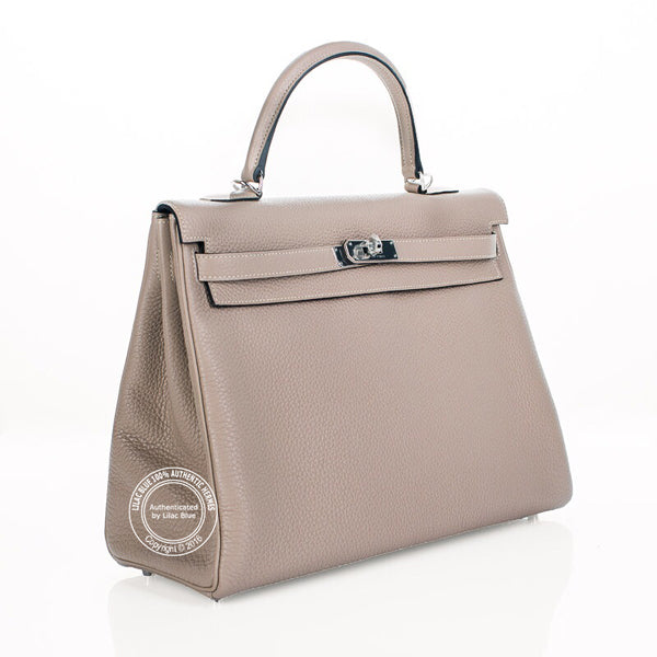 Hermès Kelly 35cm Gris Tourterelle Clemence PHW