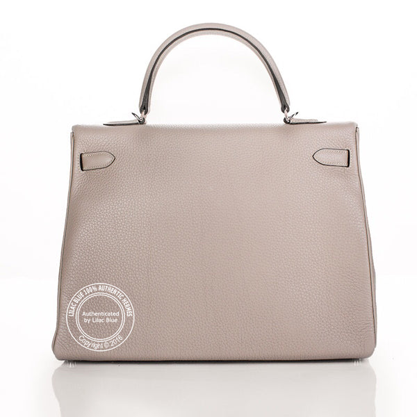 Hermès Kelly 35cm Gris Tourterelle Clemence PHW