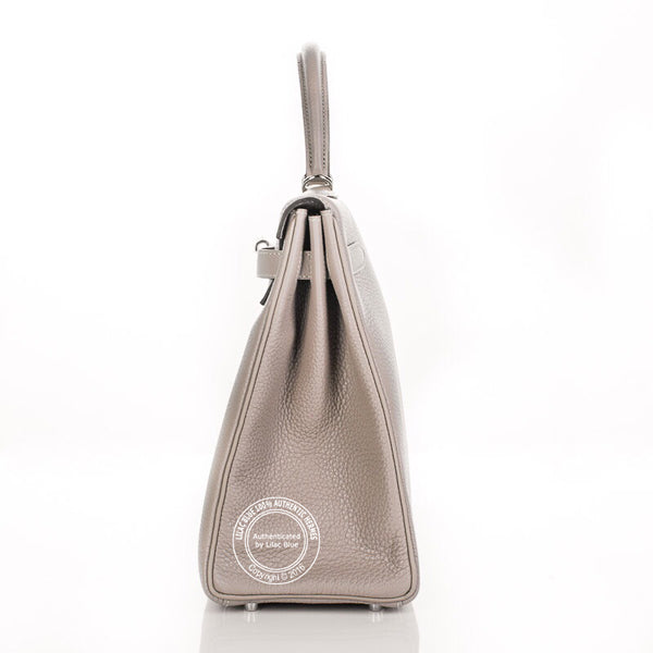 Hermès Kelly 35cm Gris Tourterelle Clemence PHW
