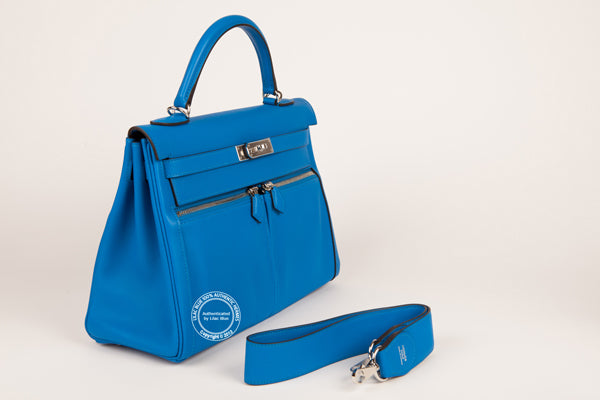 Hermès Kelly 35cm Bleu Hydra Lakis Swift PHW
