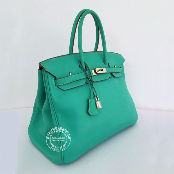Hermès Birkin 35cm Lagoon Swift PHW - Preloved