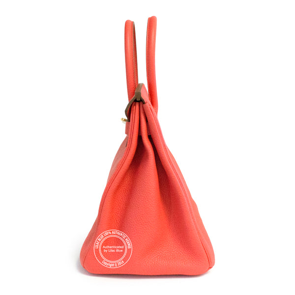 35cm Rose Jaipur Birkin. Taurillon Clemence, Gold (Copy)