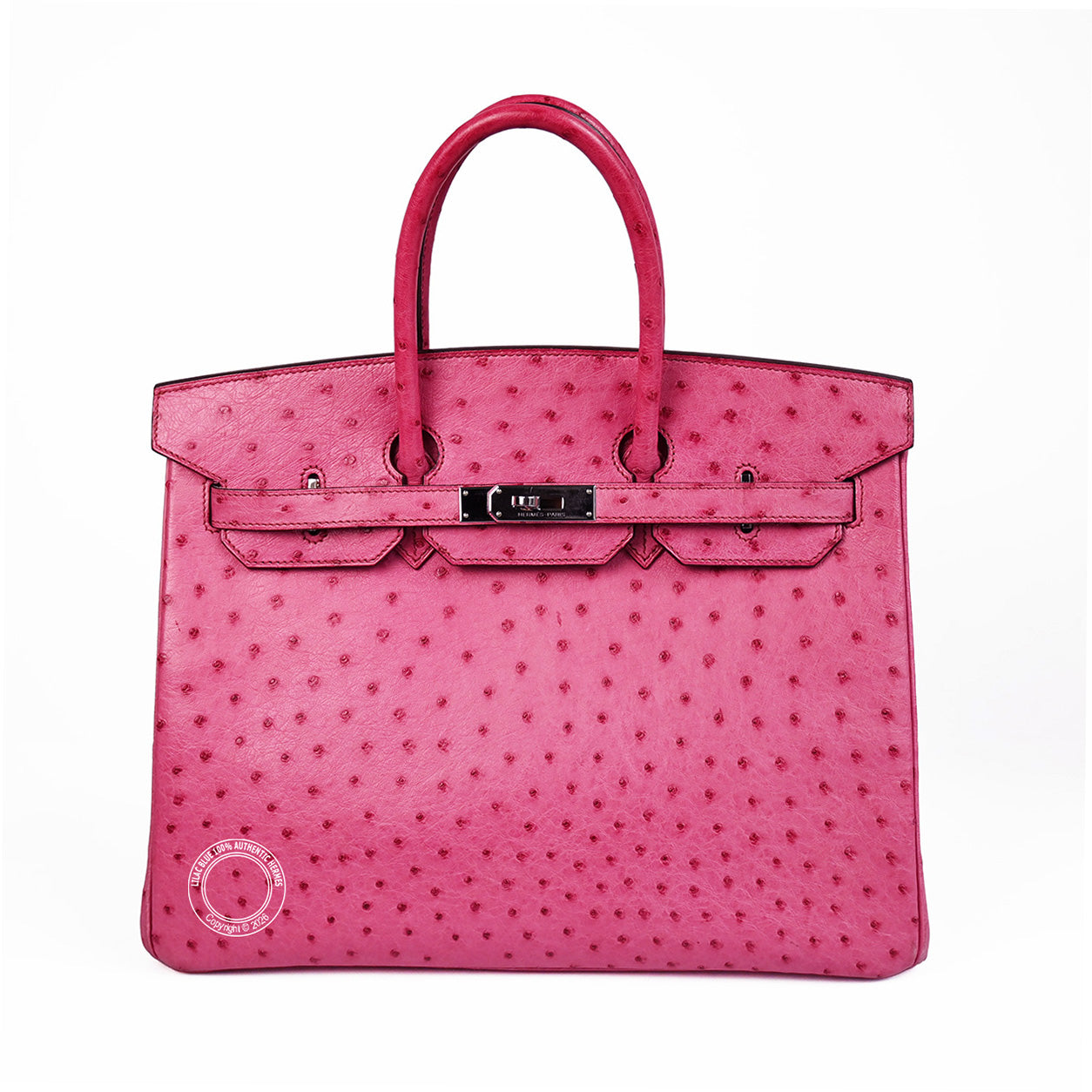 Hermès Birkin 35cm Fuchsia Ostrich PHW - Preloved