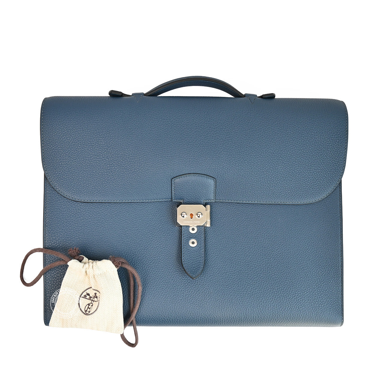 Hermès Sac a Depeches Light 37cm Bleu de Prusse Togo PHW