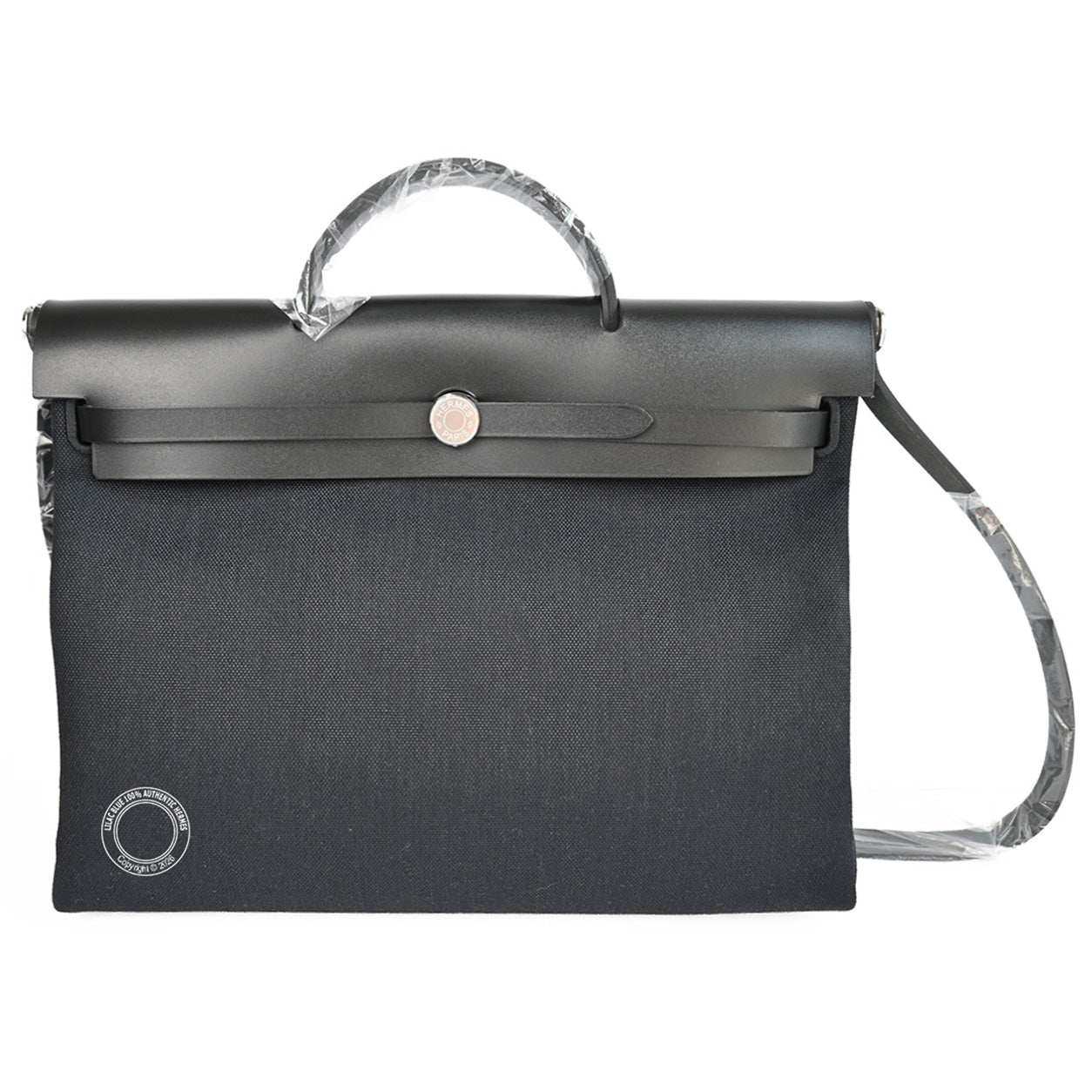 Hermès Herbag 39cm Black Messenger Hunter/Militaire Canvas PHW