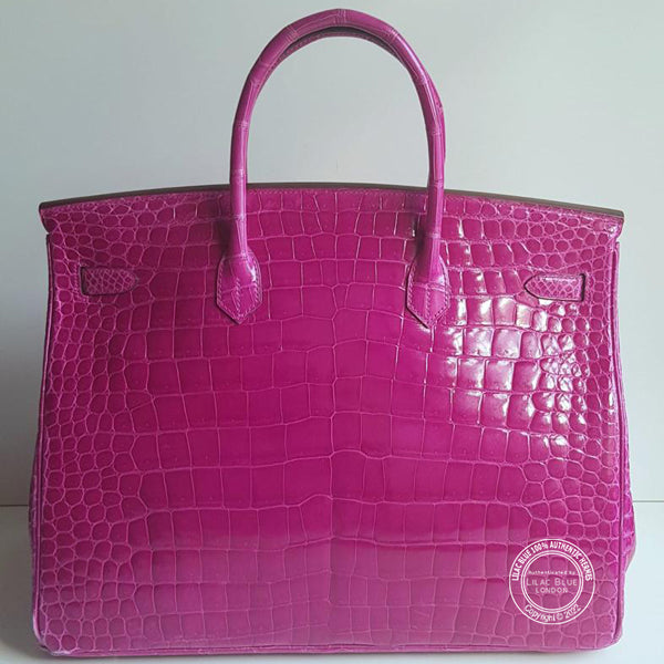 Hermes Birkin 40cm Rose Scheherazade Shiny Croc GHW - Preloved