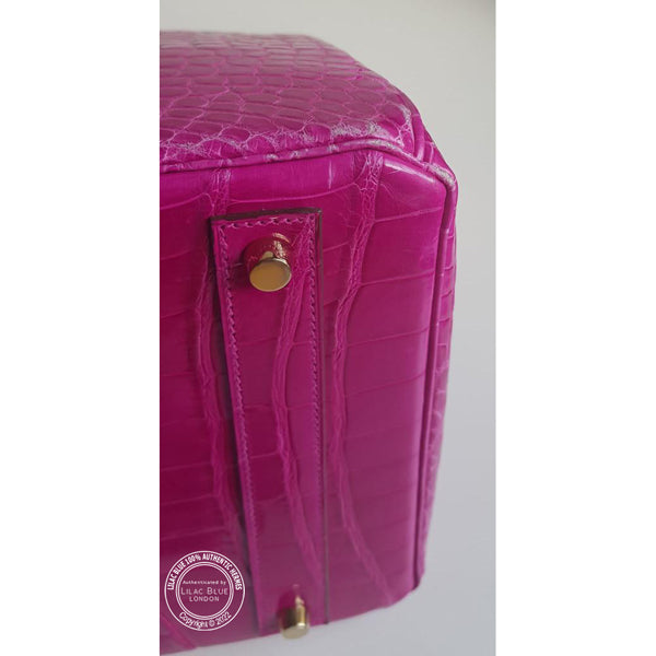 Hermes Birkin 40cm Rose Scheherazade Shiny Croc GHW - Preloved