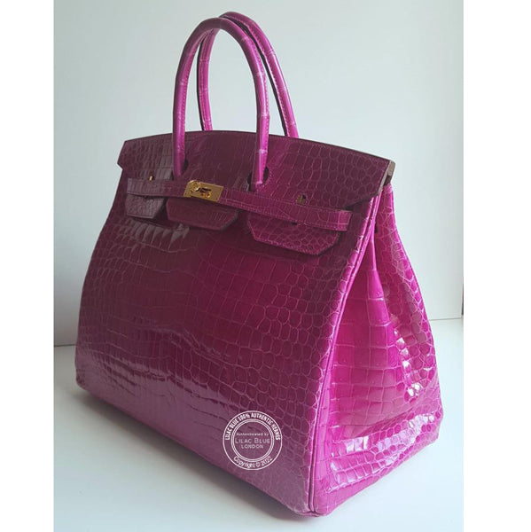 Hermes Birkin 40cm Rose Scheherazade Shiny Croc GHW - Preloved
