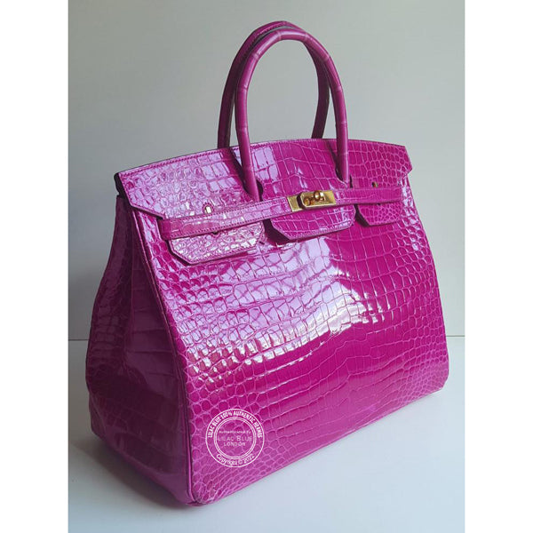 Hermes Birkin 40cm Rose Scheherazade Shiny Croc GHW - Preloved