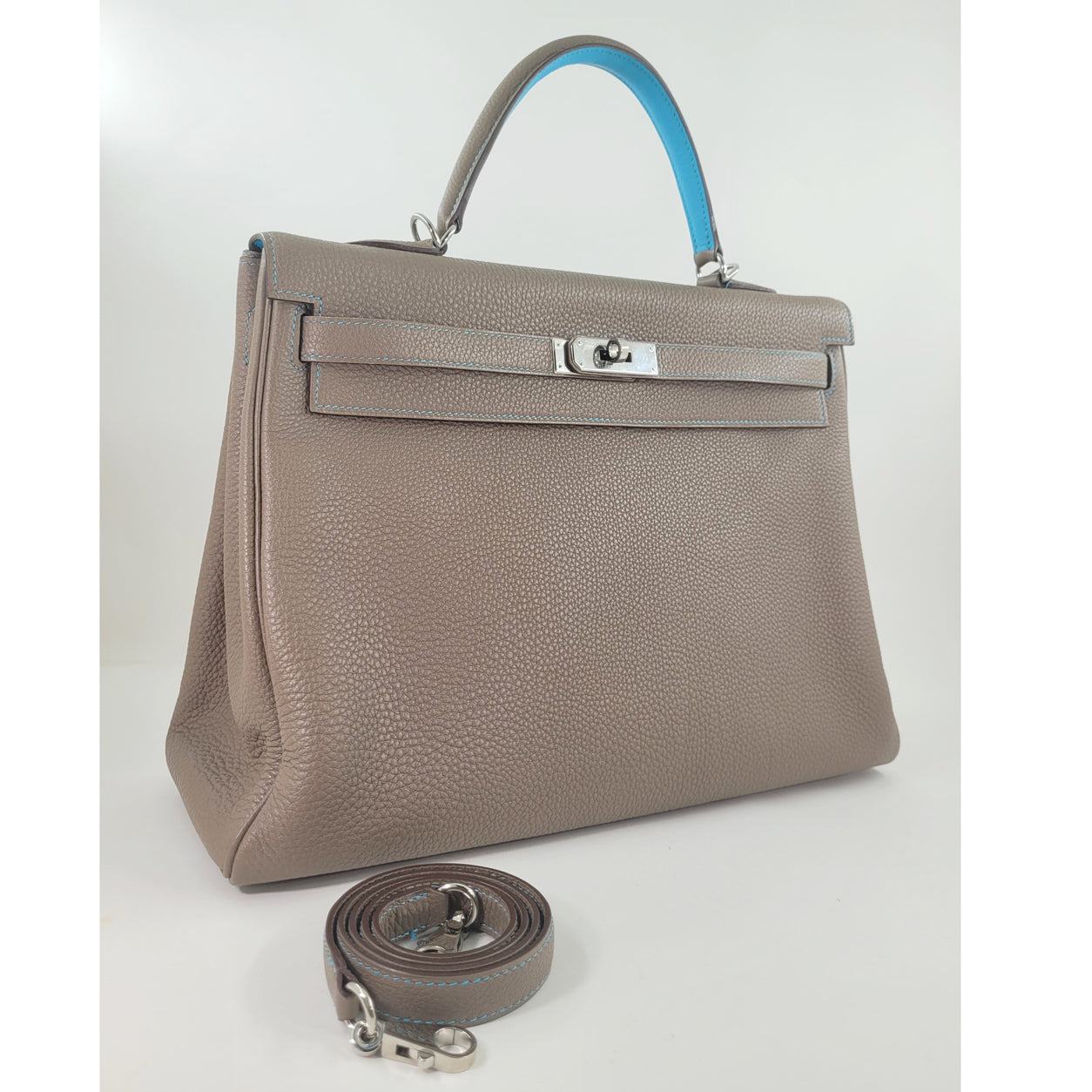 Hermès Kelly 35cm Etoupe/Aztec So Flash Togo PHW - Preloved