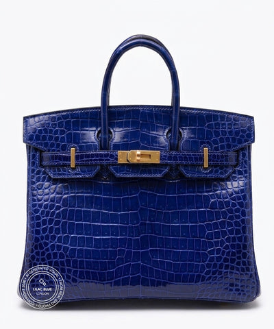 Hermès Birkin 25cm Bleu Electrique Shiny Croc GHW