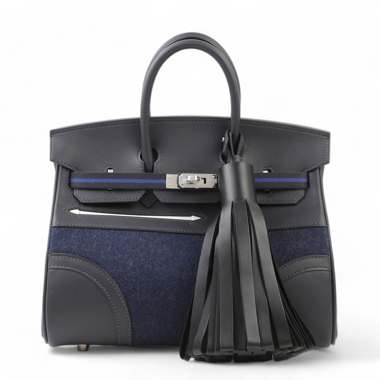 Hermès Birkin 25cm Caban/Bleu Nuit GO TEAM Swift/Feutre PHW
