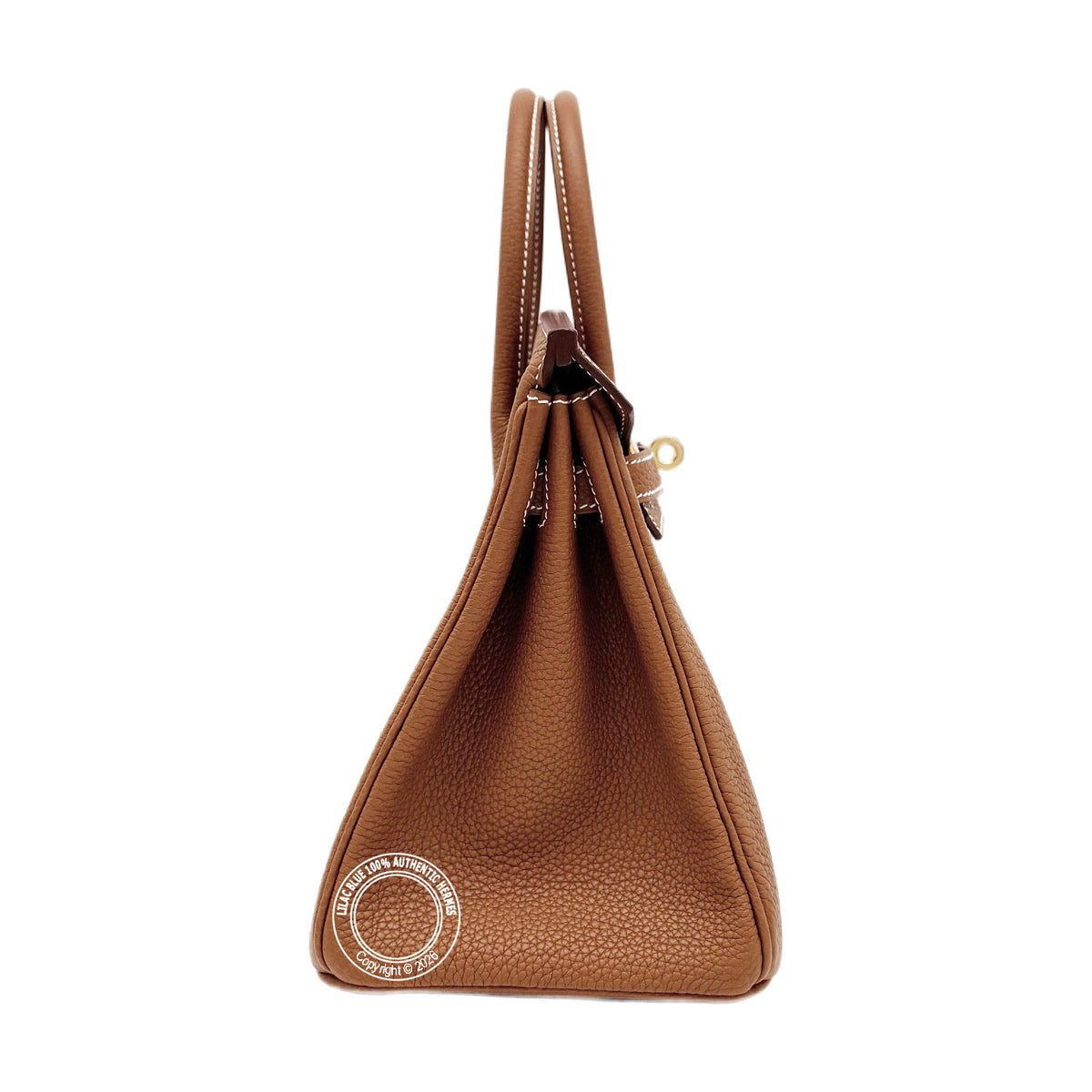 Hermès Birkin 25cm Gold Togo with gold hardware, side view