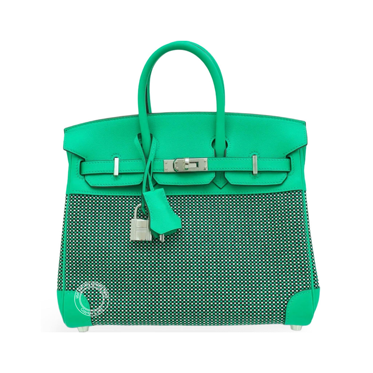 Hermès Birkin 25cm Vert Comics Swift/Toile Q PHW - Preloved