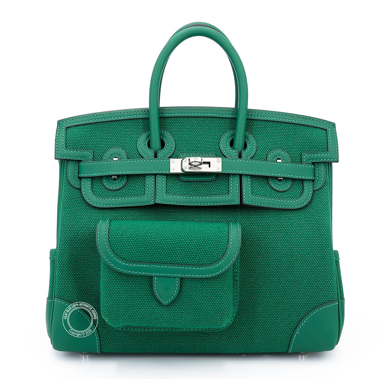 Hermès Birkin 25cm Vert Moyen Cargo Swift/Toile PHW