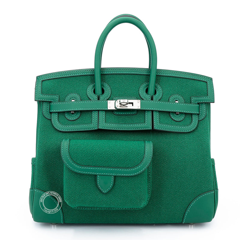 Hermès Birkin 25cm Vert Moyen Cargo Swift/Toile PHW