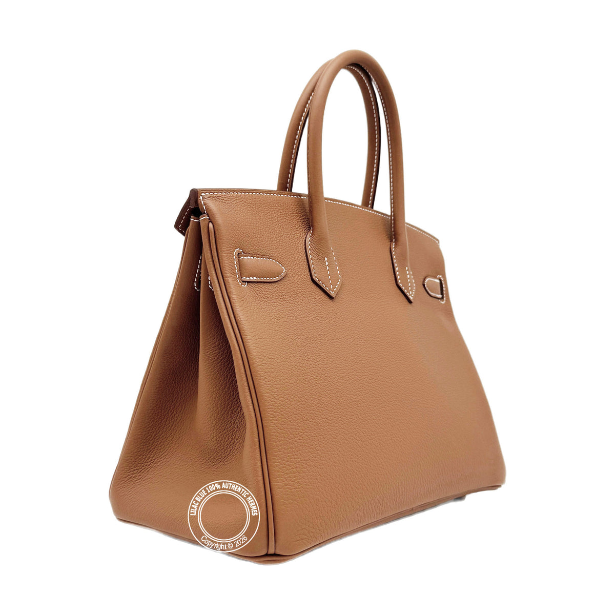 Hermès Birkin 30cm Gold Togo with gold hardware, angled view