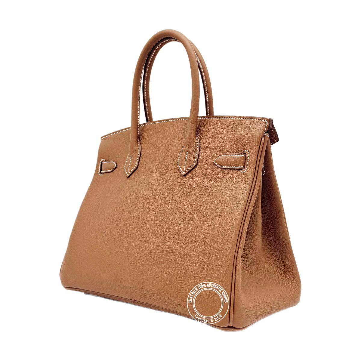 Hermès Birkin 30cm Gold Togo with gold hardware, angled view