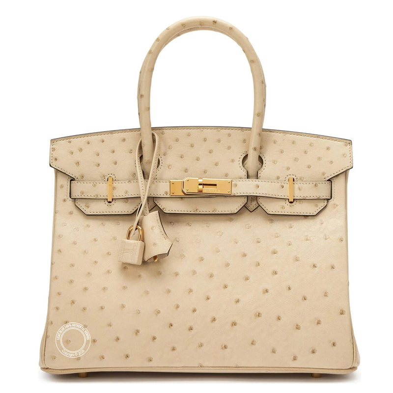 Hermès Birkin 30cm Parchemin Ostrich GHW - Preloved