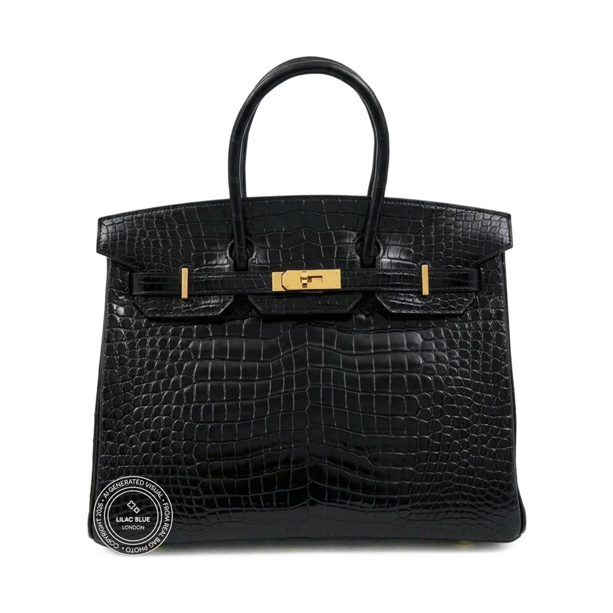 Hermès Birkin 35cm Black Shiny Croc GHW
