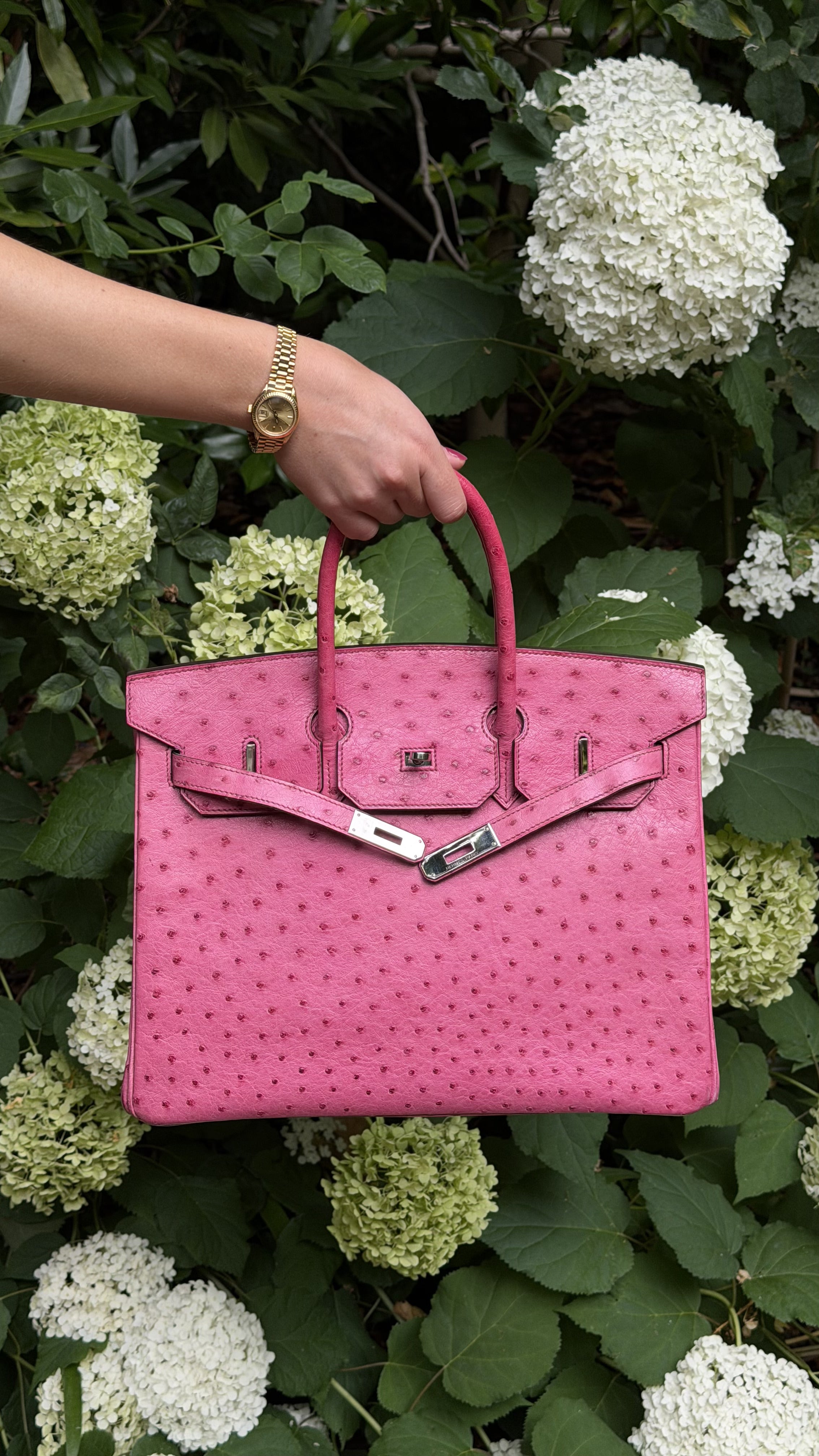 Hermès Birkin 35cm Fuchsia Ostrich PHW - Preloved