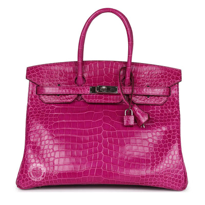 Hermès Birkin 35cm Rose Scheherazade Shiny Croc PHW