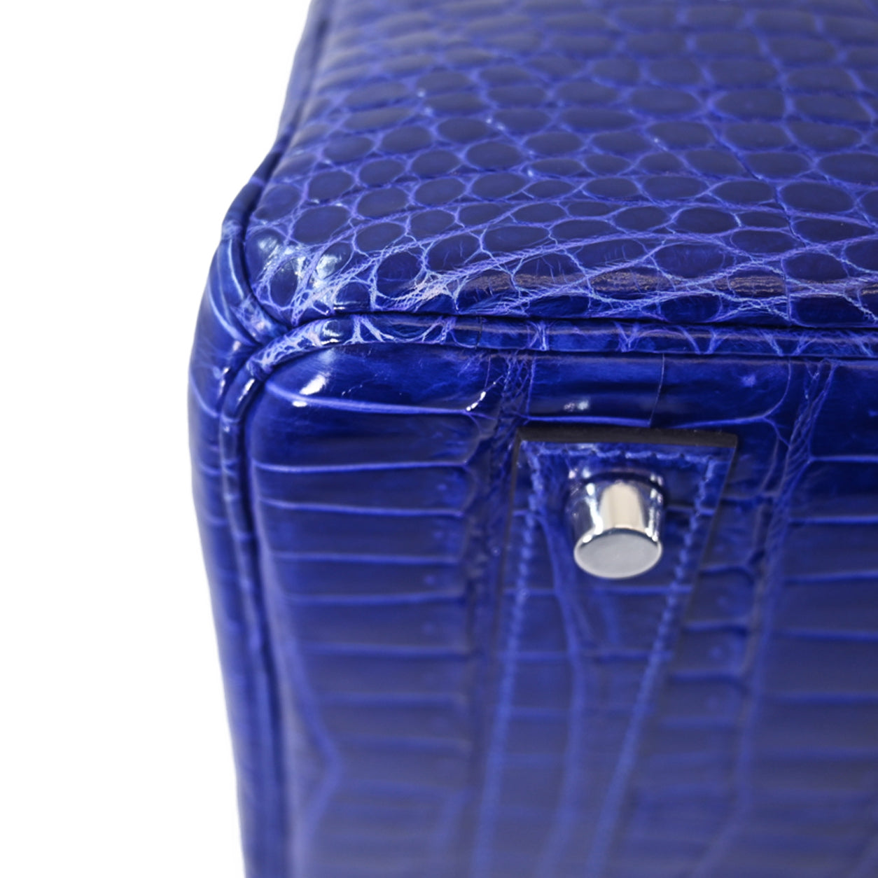 Hermès Birkin 40cm Bleu Electrique Shiny Croc PHW - Preloved